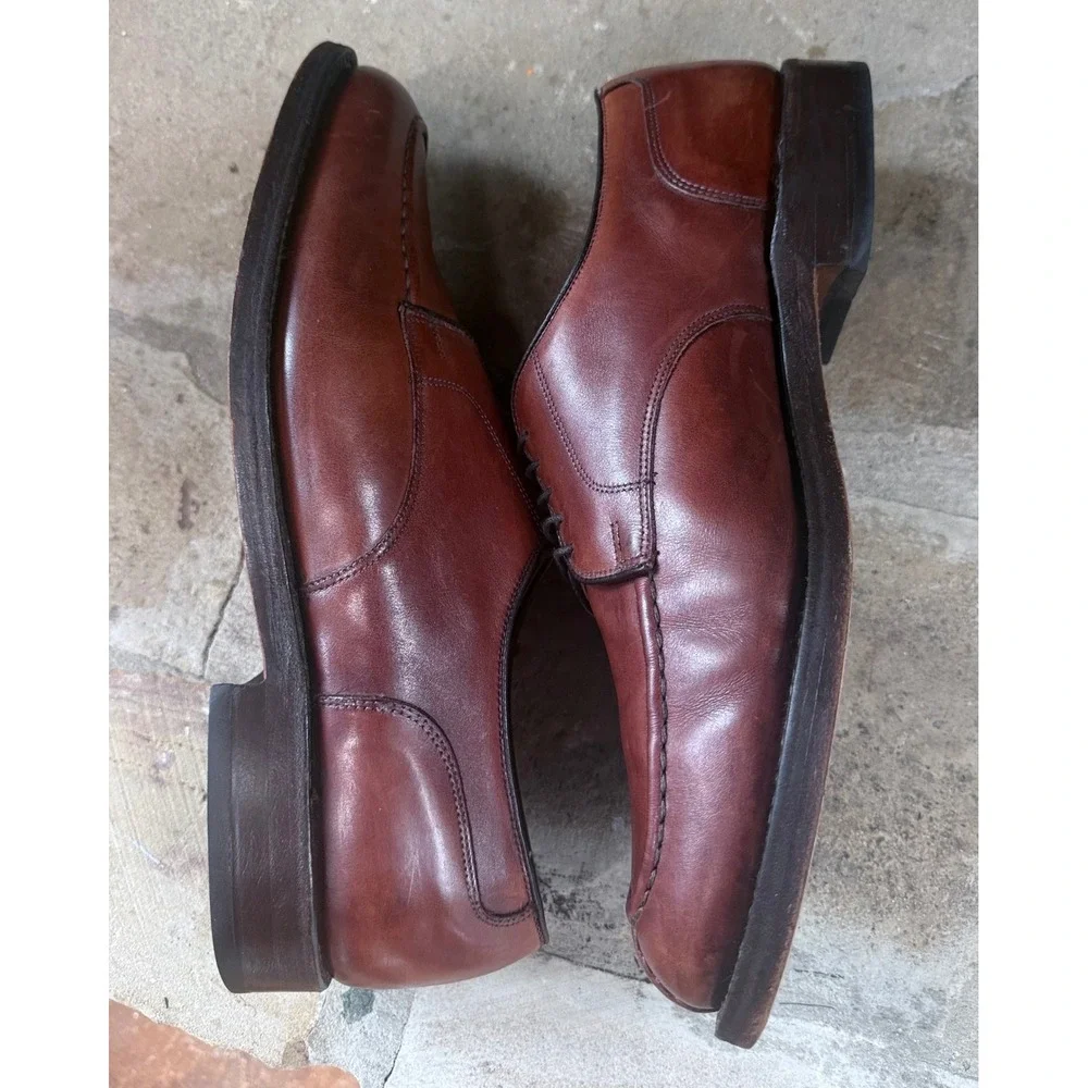 Allen Edmonds Bradley 11 D Brown Leather Split Toe Derby Blucher Shoes USA